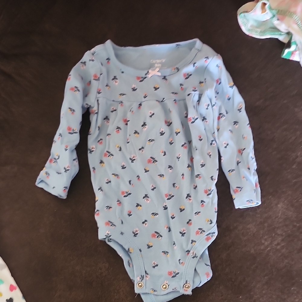 Carter's Light Blue Floral Bodysuit